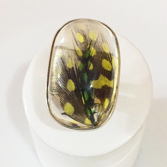 Anillo de plata con pluma