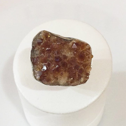 Anillo de plata con citrino en bruto