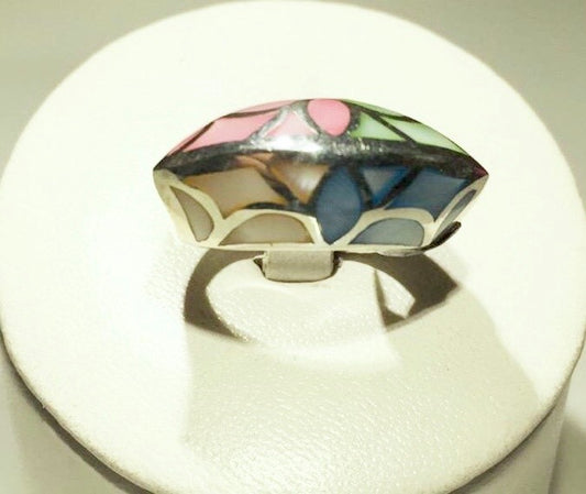 Anillo de plata con madre perla con estilo deco